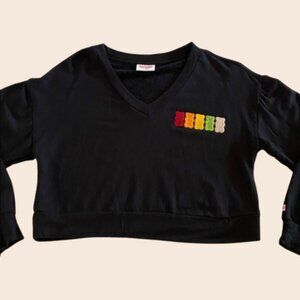 HARIBO Black Cropped Long Sleeve Light Sweatshirt Top Size Small